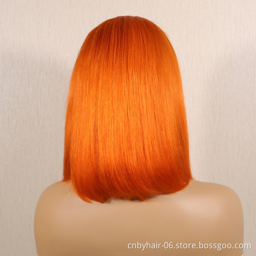 Human Hair Lace Front Bob Ombre Wig Glueless T Part Deep Middle Part Pre Plucked Straight Short Bob wigs for women